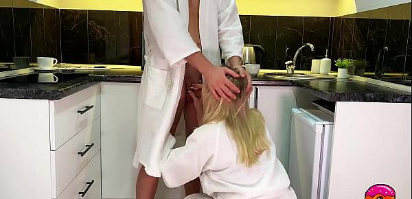  Passionate Blowjob before a Cup of Morning Coffee with Gorgeous Blonde